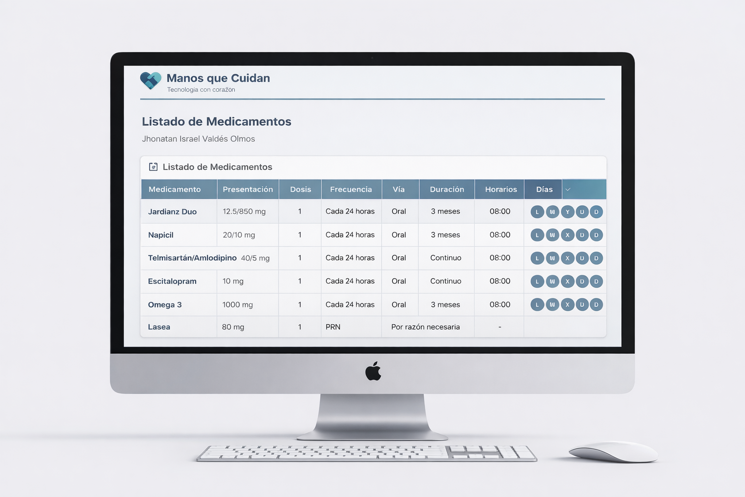 Listado de medicamentos en iMac